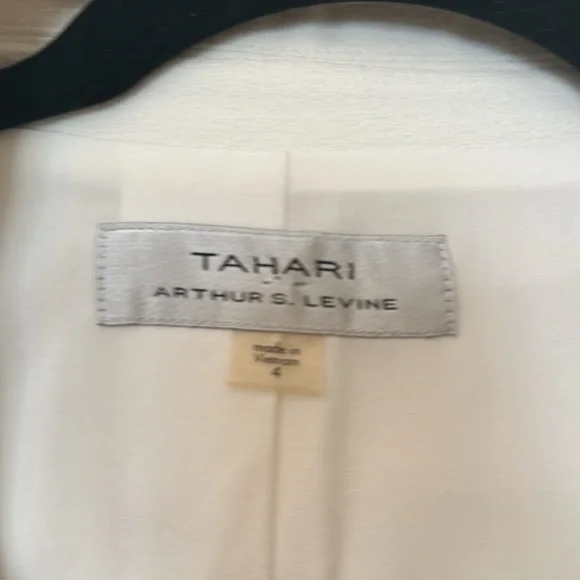 Tahari off white w/ black trim long blazer. Not too long. - Picture 2 of 3